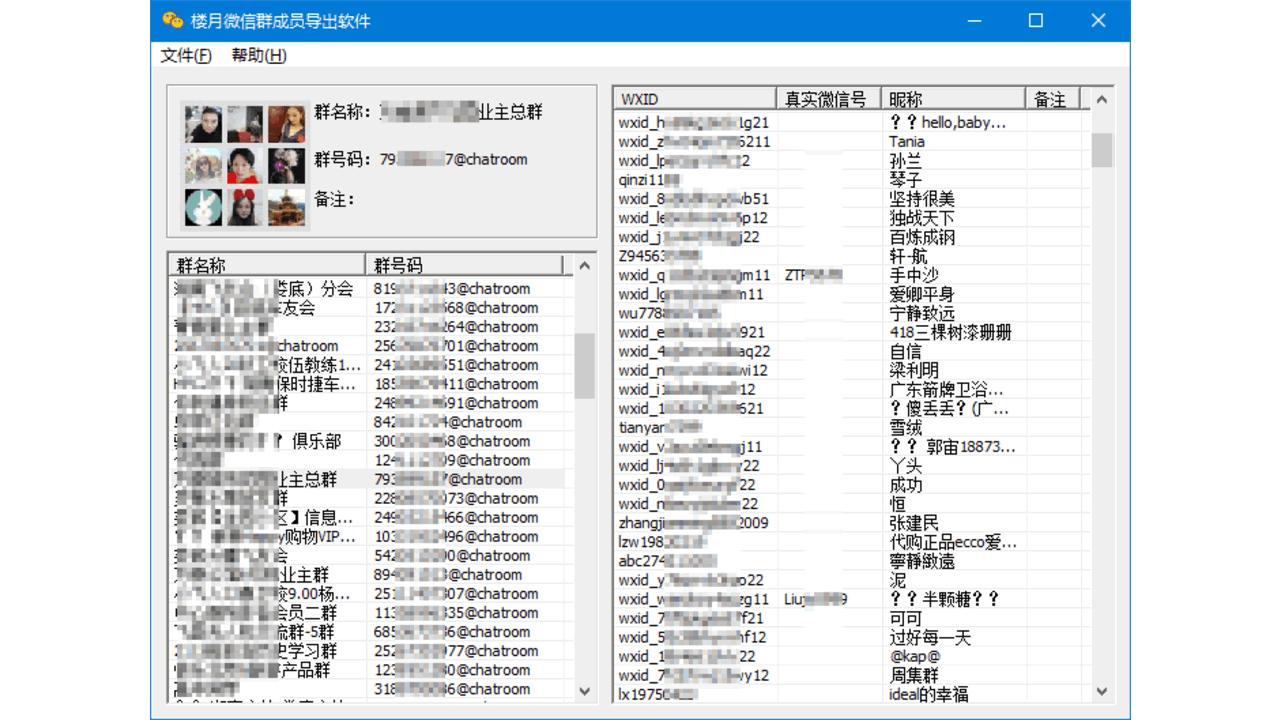 楼月微信群成员导出软件 3.1-外行下载站
